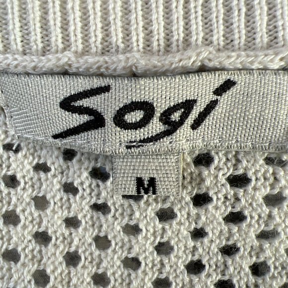 Sogi Cold Shoulder Mesh V-Neck Top Cream & Light Green Size M - Picture 6 of 8